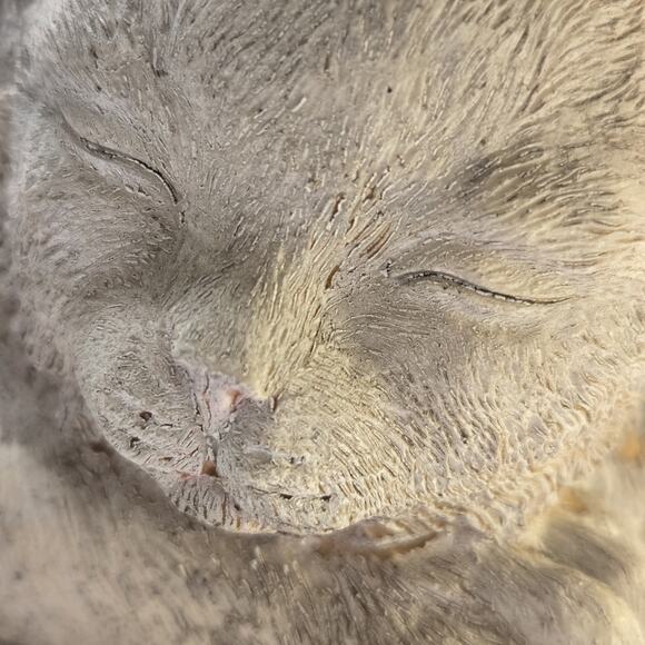 Sleeping Cat Resin Gray and Brown Coloring Very Lightweight Home/Porch Decor - Picture 2 of 8